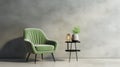 Abstract Green Velvet Chair: Photorealistic Rendering With Serene Ambiance