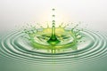 Abstract Green Water Drop Splash with Radial Ripples and Glowing Center - generated by ai Royalty Free Stock Photo
