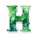 Abstract Green Water Drops Letter H Clipart