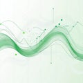 Abstract green wave lines with dots and grid on light background Royalty Free Stock Photo
