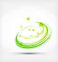 Abstract green wave with stars. Creative vector illustration. Royalty Free Stock Photo