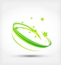 Abstract green wave with stars. Creative vector illustration. Royalty Free Stock Photo