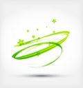 Abstract green wave with stars. Creative vector illustration. Royalty Free Stock Photo