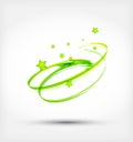 Abstract green wave with stars. Creative vector illustration. Royalty Free Stock Photo