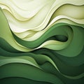 Abstract Green And White Paper Waves: A Colorful Moebius Of Delicate Landscapes