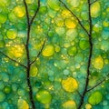 Abstract Green Yellow Bubbles Tree Art Background Texture Design Royalty Free Stock Photo