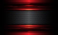 Abstract grey circle mesh metal banner overlap on red metallic black cyber circuit design modern futuristic technology background Royalty Free Stock Photo