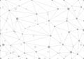 Abstract grey geometric background with chaos of connected lines and dots.