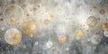 Abstract grey and gold circular design with scattered dots. Generative AI Royalty Free Stock Photo