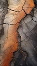 Abstract grey and orange marble background with cracks