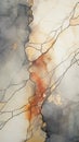 Abstract grey and orange marble background with cracks