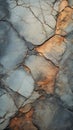 Abstract grey and orange marble background with cracks