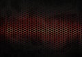 Abstract grey rusty metal plate in perforated hexagonal background