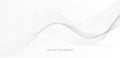 Abstract grey wave lines on white background. Modern transparent flowing wave lines design element. Smooth clean gray wavy lines.