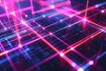 Abstract Grid of Intersecting Neon Lights with Glowing Spots
