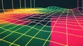 Abstract grid landscape with vibrant colors and a 3D perspective Royalty Free Stock Photo