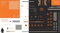Abstract Grid Pattern Background with Orange, Black, White Elements & Human Silhouette Royalty Free Stock Photo