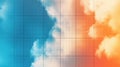 Abstract grid pattern with vibrant blue and orange clouds against sky background Royalty Free Stock Photo