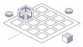 Abstract grid with shapes, symbolizing structure and complexity, vector design Generative AI Royalty Free Stock Photo