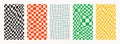 Abstract Groovy checkerboard backgrounds. Set of psychedelic retro patterns in retro colors. Trendy twisted and