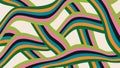Abstract groovy design in retro 60s-70s style. Trendy vintage background in hippie art style. Psychedelic curve multi