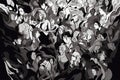 Abstract group of crowded people black and white illustration. Generative AI