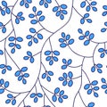 Abstract growing flower branch seamless pattern