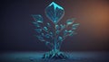 Abstract growing plant in soil with drop of water. Low poly style design. Generative ai Royalty Free Stock Photo