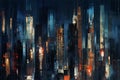 Abstract grunge background with cityscape - illustration for design Royalty Free Stock Photo