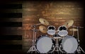 Abstract grunge background with drum kit Royalty Free Stock Photo