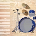 Abstract grunge background with drum kit