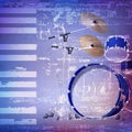 Abstract grunge background with drum kit