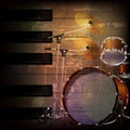 Abstract grunge background with drum kit