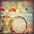 Abstract grunge background with drum kit Royalty Free Stock Photo