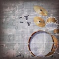 Abstract grunge background with drum kit