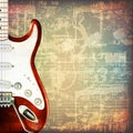 Abstract grunge background with electric guitar Royalty Free Stock Photo