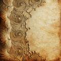 Abstract grunge background with ornament on old paper texture. Royalty Free Stock Photo