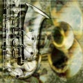 Abstract grunge background saxophone and musical instruments Royalty Free Stock Photo