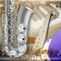 Abstract grunge background saxophone and musical instruments Royalty Free Stock Photo