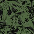 Abstract grunge camouflage seamless pattern. Urban art texture. Green and black Royalty Free Stock Photo