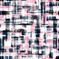 Abstract grunge cross geometric shapes contemporary art black and pink seamless pattern background Royalty Free Stock Photo