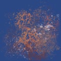 Abstract grunge effect of multicolor splashes, drops, smudges, spots, blots on a blue background Royalty Free Stock Photo