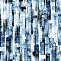 Abstract grunge geometric shapes contemporary art blue navy indigo color seamless pattern background