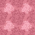 Abstract grunge ink seamless flower background. Roses pink brush pattern. Vector illustration. Royalty Free Stock Photo