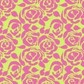 Abstract grunge ink seamless flower background. Roses pink brush pattern. Vector illustration. Royalty Free Stock Photo