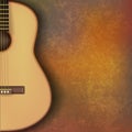 Abstract grunge music background with guitar on brown Royalty Free Stock Photo