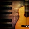 Abstract grunge piano background with acoustic guitar Royalty Free Stock Photo