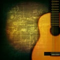 Abstract grunge piano background with acoustic guitar Royalty Free Stock Photo