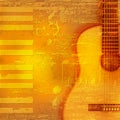 Abstract grunge piano background with acoustic guitar Royalty Free Stock Photo