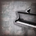 Abstract grunge piano background with grand piano Royalty Free Stock Photo